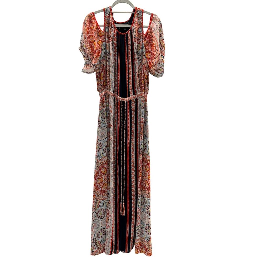 Max Studio Vibrant Red and White Maxi Dress